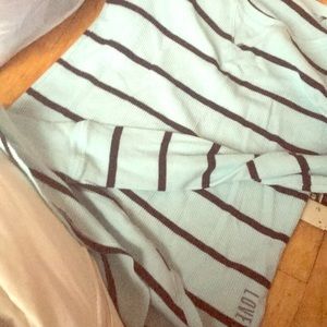 Long sleeve light green and black striped shirt